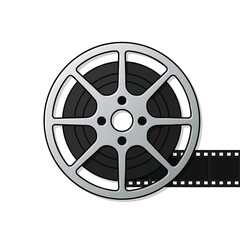 Obraz premium Vintage Film Reel with Rolling Strip for Cinematic Video Production