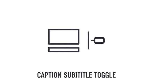 A simple line drawing of a computer with a caption subtitle toggle icon