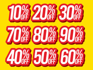 Sale Percentage Stickers Set with Comic Style Typography © RKSTUDIOBASE