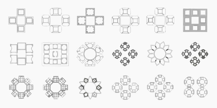 Variety of net patterns for assembling geometric and playful shapes