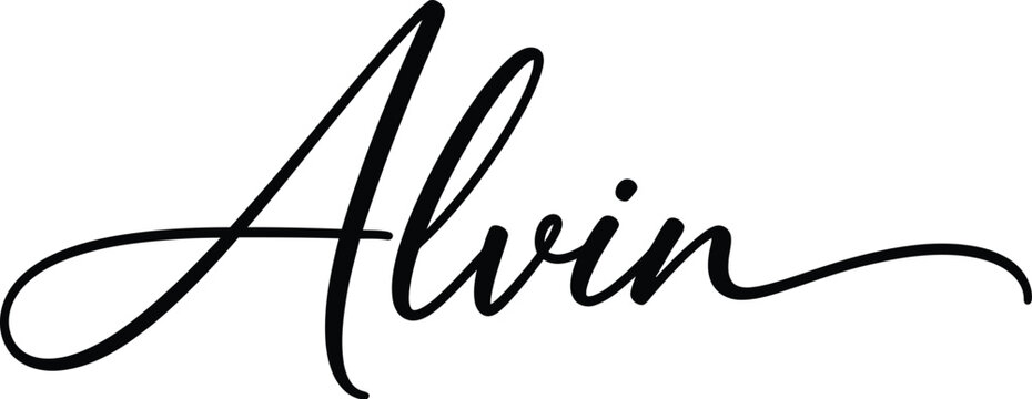 The elegant signature of the name Alvin in black cursive script on a white background