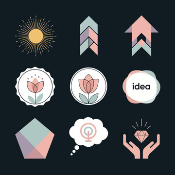 Collection of Modern Geometric Icons and Symbols.