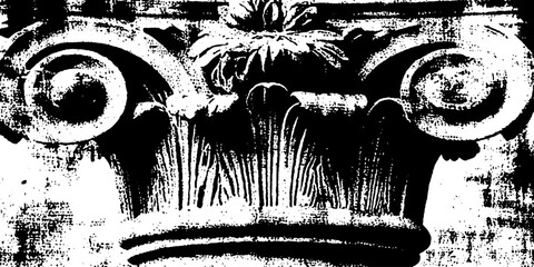 Obraz premium Ornate column capital displaying carved acanthus motif on facade