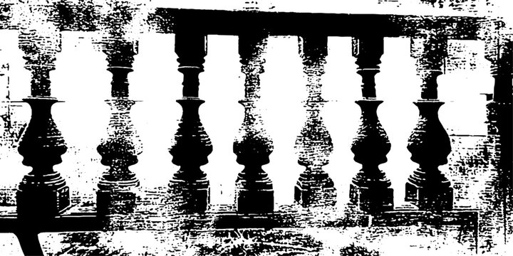 Wooden balusters arranged in repetitive pattern on balcony