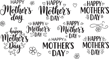 Obraz premium Happy Mother's Day Calligraphy Lettering and Typography Set