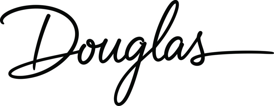 The elegant signature of Douglas written in black cursive script on a white background