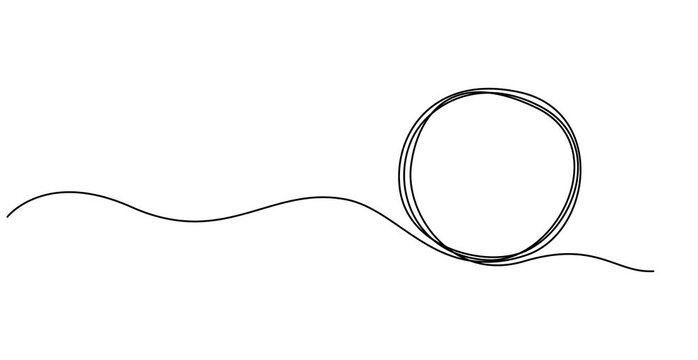 Circle round shape continuous one line drawing on white background minimalist  geometric 4k animation video, Animated circle continuous one line drawn. Abstract round frame linear symbol animation.