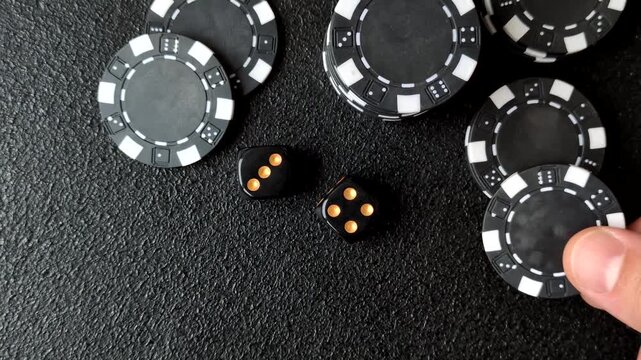 Craps is a casino game played with two dice and chips. Craps with two dice as a background for your design
