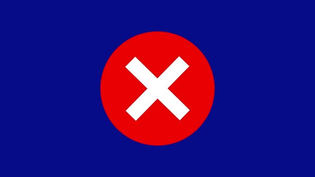 Red X letter, Prohibition, Error, Wrong marker icon, cross mark icon animation, Wrong, Error. Failed icon animation, Stop or close Icon chroma key background.