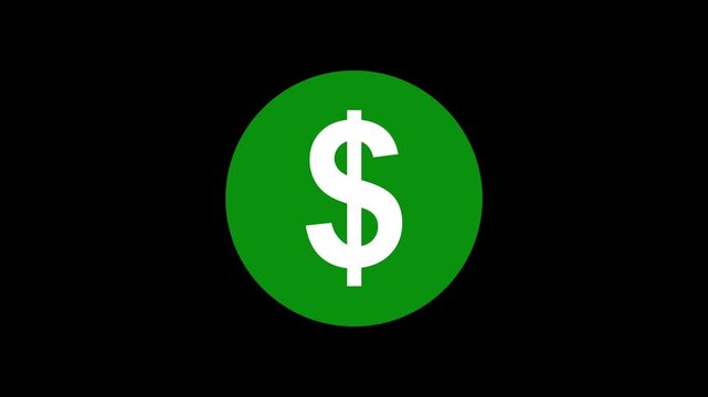 Glowing neon american dollar sign icon animation on black background. Financial Focus and Wealth Concept. 4k money making concept video .