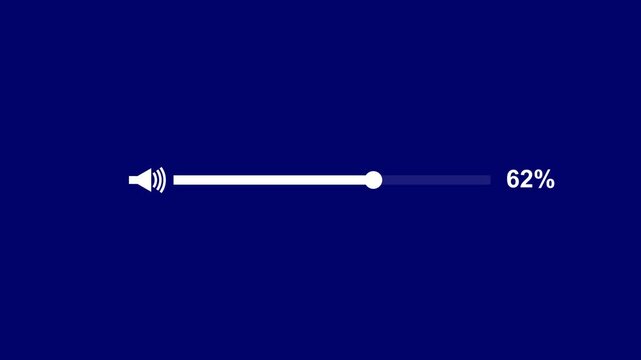 Speaker volume slider animation from 0 to 100% animation. Speaker volume up, voice and soundtrack animation. Modern volume slider animation 4k