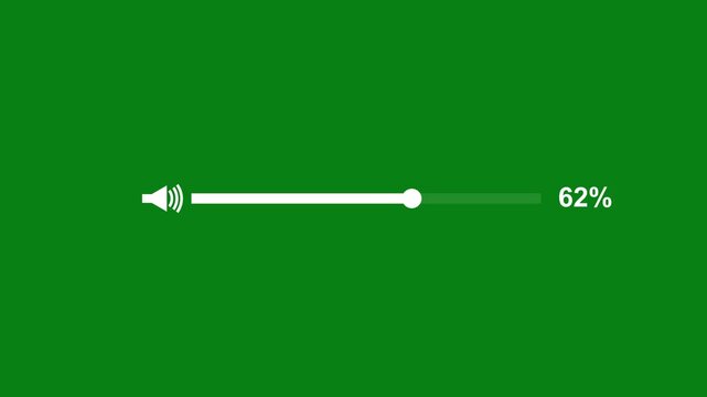 Speaker volume slider animation from 0 to 100% animation. Speaker volume up, voice and soundtrack animation. Modern volume slider animation 4k