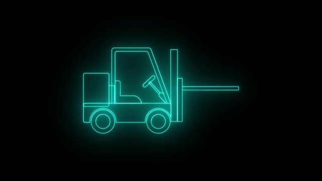 truck logistics transportation infographic process diagram with side view with square box stacked on truck behind with dark background bright outline style 6 point
