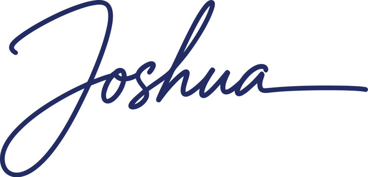 A signature of the name Joshua in blue ink on a white background