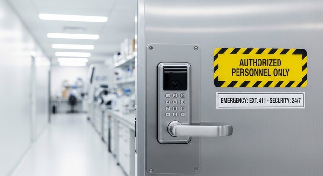 Digital Lock Panel On A Secured Door In A Laboratory