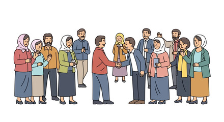 Obraz premium Community Greeting and Connection Vector