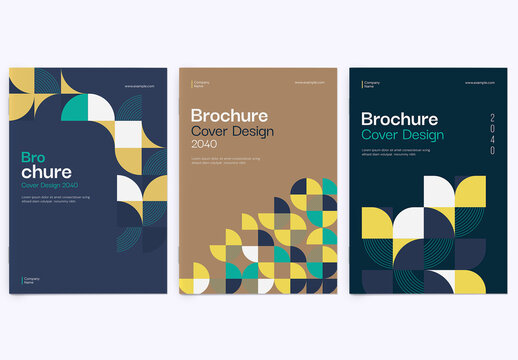 Modern Geometric Brochure Cover Design Template with Abstract Shapes