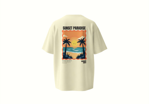 Modern Summer Beach View T-shirt Design