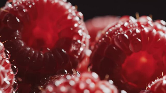 Ripe raspberry background. Top view