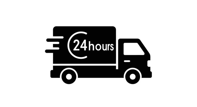 Delivery Truck with 24 Hours Service Icon