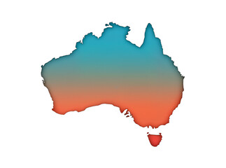 Obraz premium Isolated map of Australia with colorful gradient fill, geographic continent symbol and outline