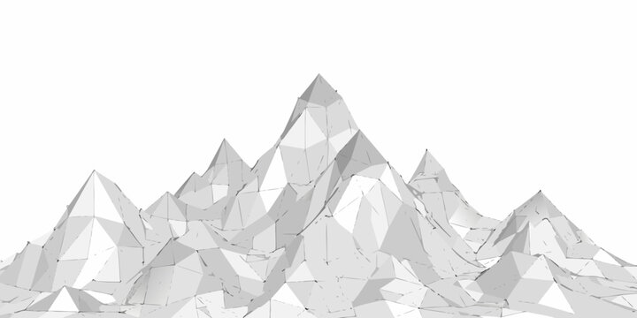 Abstract polygonal mountains form a stark minimalist landscape