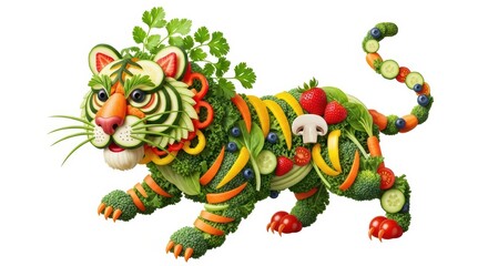 Fototapeta premium Creative vegetable tiger art for healthy food concept