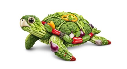 Fototapeta premium Creative vegetable turtle, healthy food concept