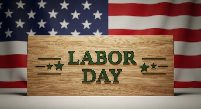 Labor day celebration with american flag backdrop