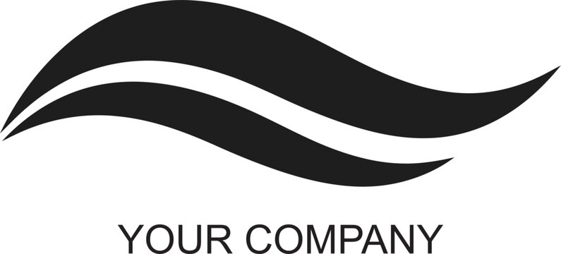Abstract flowing lines create a clean and modern black graphic design element, perfect for a corporate identity, business logo, or emblem representing progress and fluidity