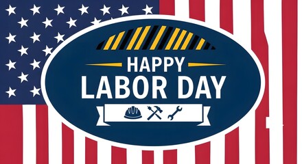 Fototapeta premium Happy labor day graphic with american flag background