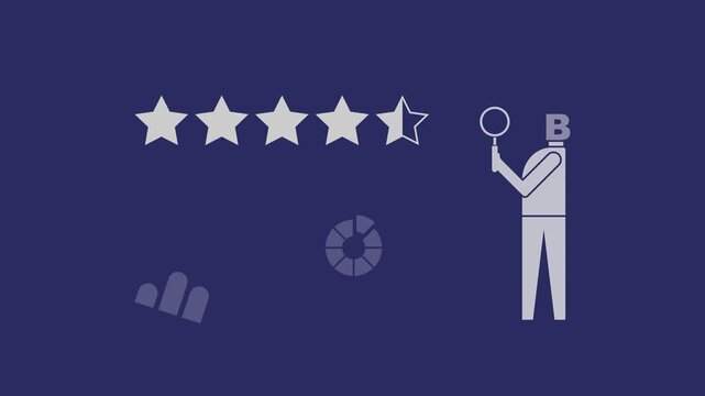 Business Owner Checking Customer Reviews (Analyzing Business Data) - Clients Satisfaction - Business Performance, Success, Struggle concept - minimal motion graphics clip