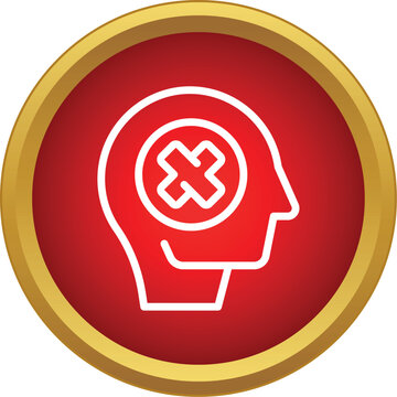 Human head profile illustration with a cross mark inside symbolizing mental health issues