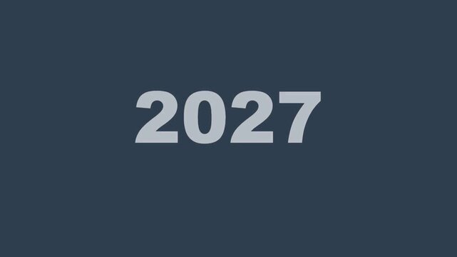 Minimalist future date, 2027, gray text on dark background, simple design