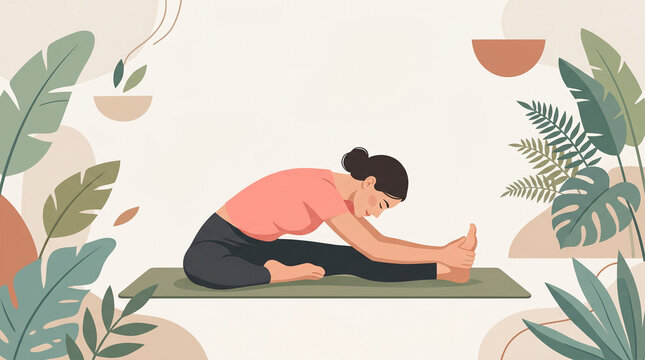 Woman stretching forward in seated forward bend yoga pose with paschimottanasana flexibility hamstrings exercise wellness activity healthy lifestyle training movement wellbeing mindfulness