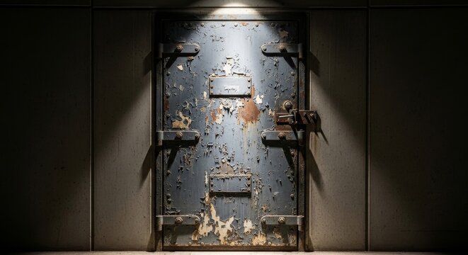 Old Chipped Paint Heavy Steel Backdoor