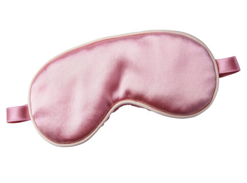 Isolated comfortable pink satin sleep mask, an essential accessory for deep rest and beauty