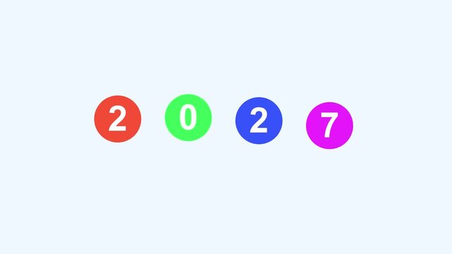 Colorful numeric icons, 2027 numbers, multicolored circles, web graphics, UI elements
