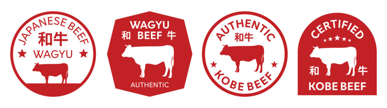 Japanese beef wagyu stickers, badges collection. Label for meat or steak  product