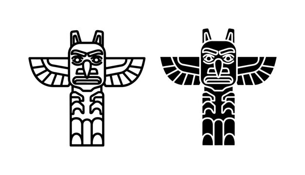 Indigenous Totem Pole Vector Icon Set