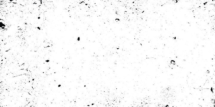 Minimalist grunge background with black ink splatters, scattered specks, dots, grain and subtle scratch marks on a clean white surface, abstract edgy style.