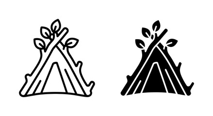 Eco Friendly Wooden Hut Icon Set © Jubayer