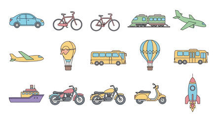 Vehicles Transportation Icons Set. © Setiaji