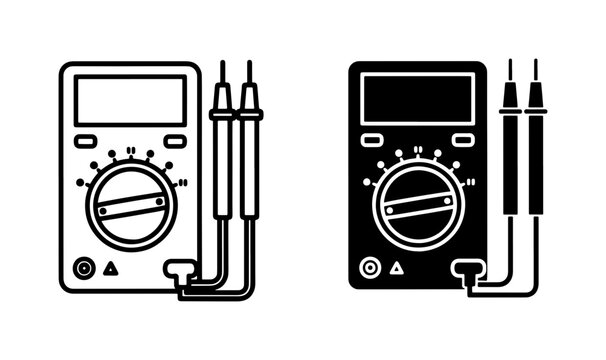Digital Multimeter Icon Set for Electrical Testing
