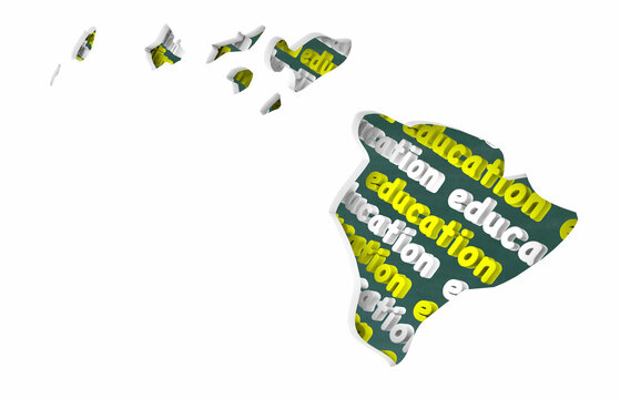Hawaii HI Education School Board District State Map Student Learning 3d Illustration