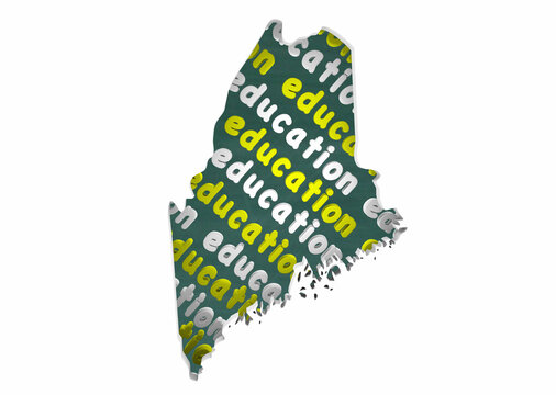 Maine ME Education School Board District State Map Student Learning 3d Illustration