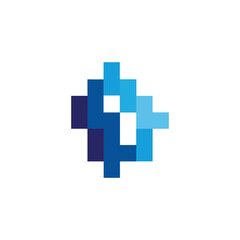 Obraz premium A blue and white pixelated logo on a white background