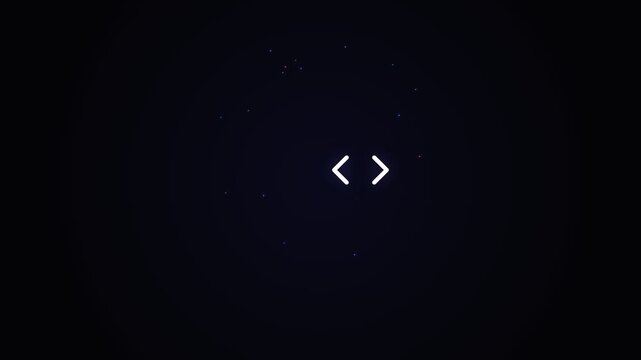 Minimalist Animation of Angle Brackets on Dark Background.