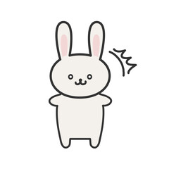 Fototapeta premium かわいい手書き風うさぎのイラスト 表情付きポーズ（驚き）