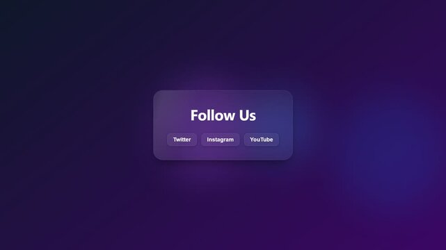 Follow Us Social Media Icons Button on Dark Purple Background.